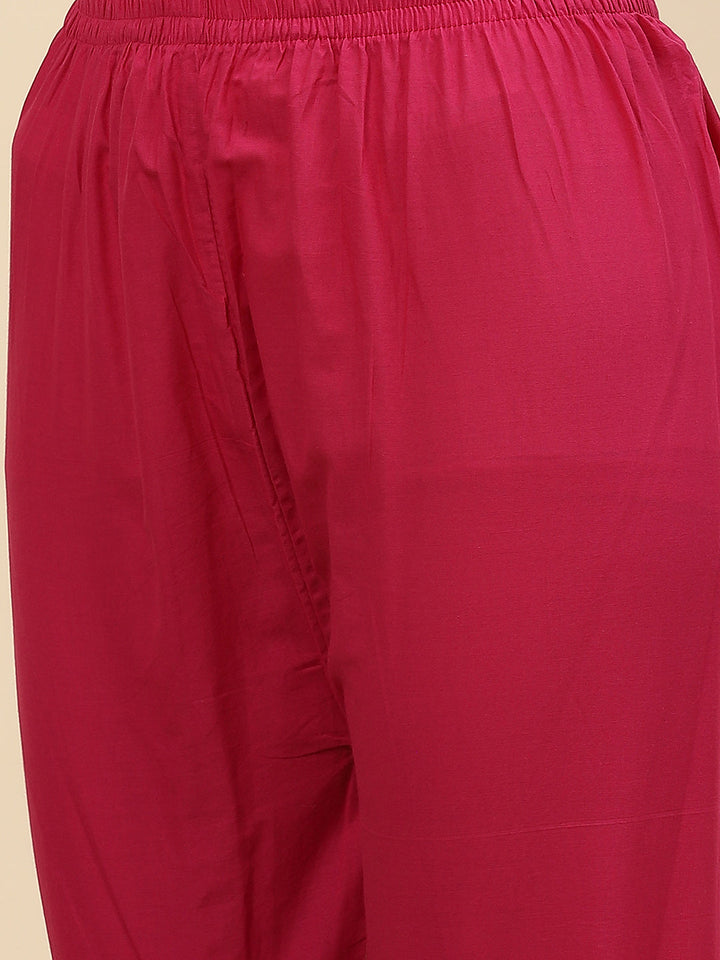 Gota Work &amp; Printed Chanderi Kurta With Pants