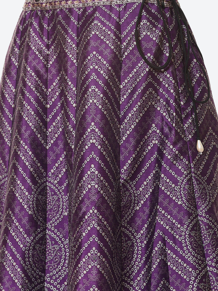 Printed Choli With Lehenga &amp; Net Dupatta