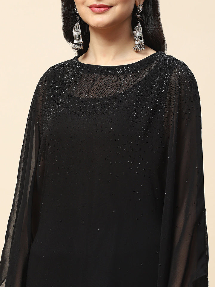 Stone Work Georgette Kaftan Kurta With Inner