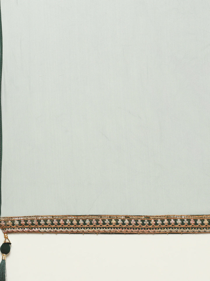 Zari Embroidered Georgette kurta With Palazzo &amp; Dupatta