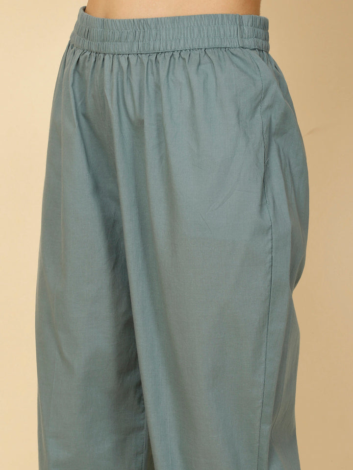 Floral Block Printed Anarkali Kurta With Pants &amp; Dupatta