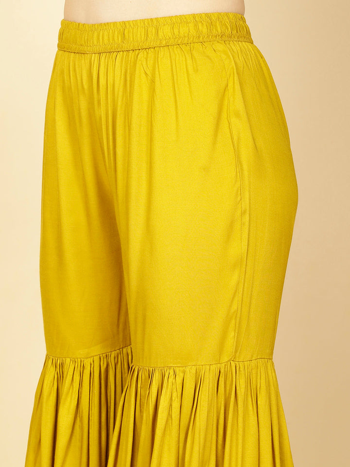 Woven Banarasi Kurti With Sharara &amp; Dupatta
