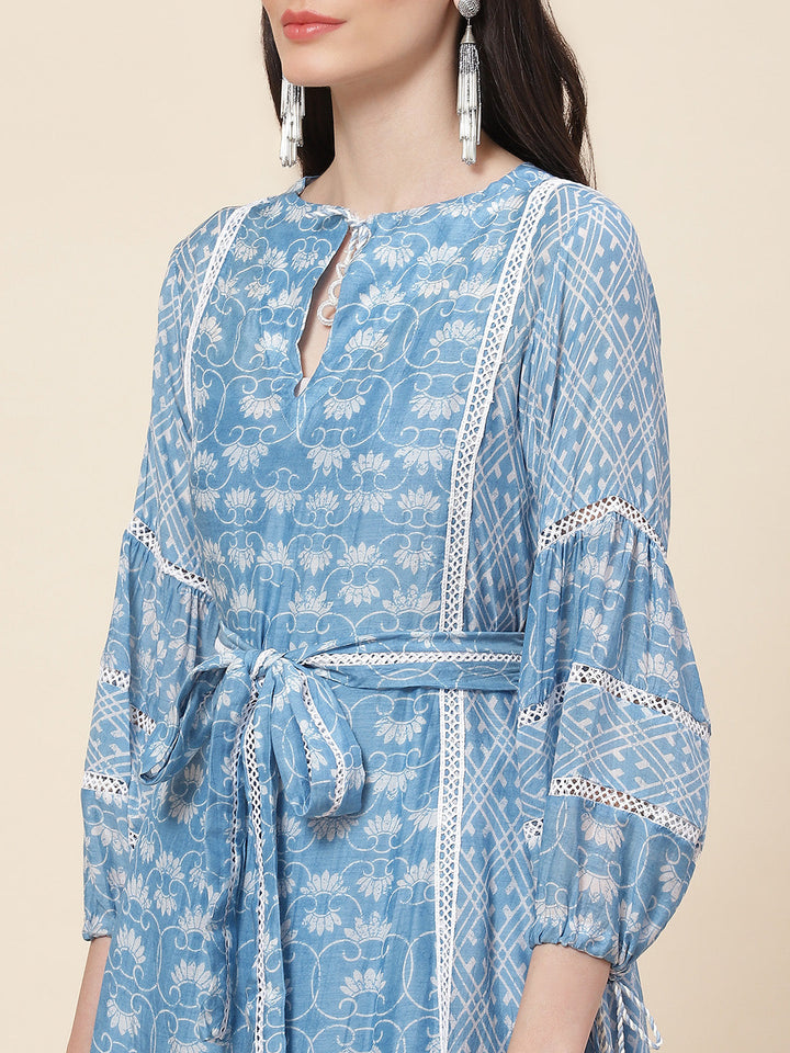 Floral Printed Muslin Kurta
