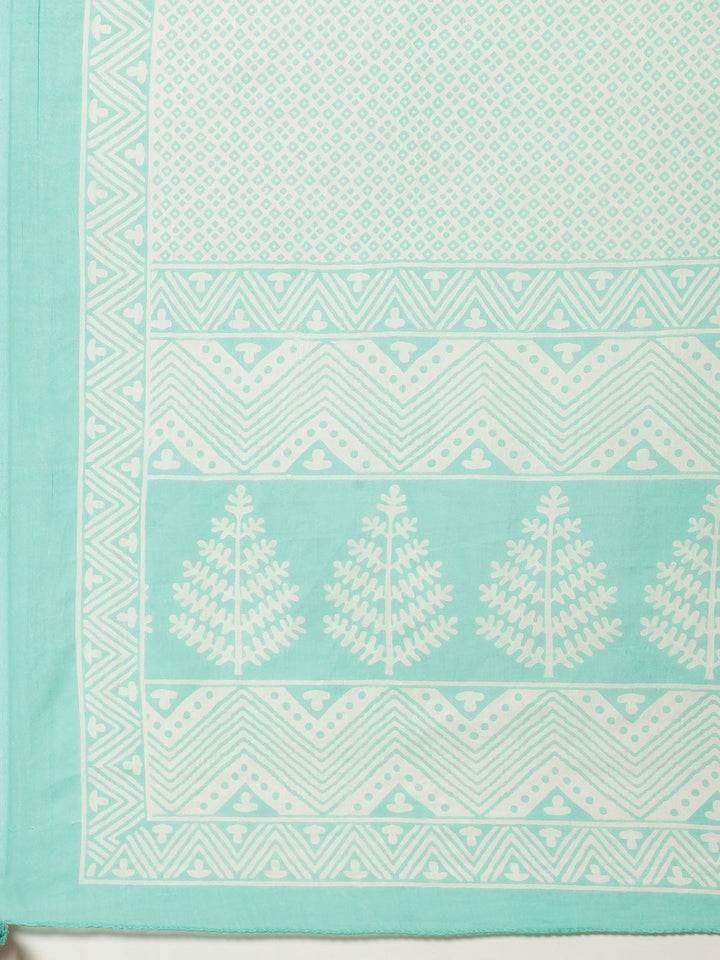 Floral Printed Cotton Kurta With Pant &amp; Dupatta