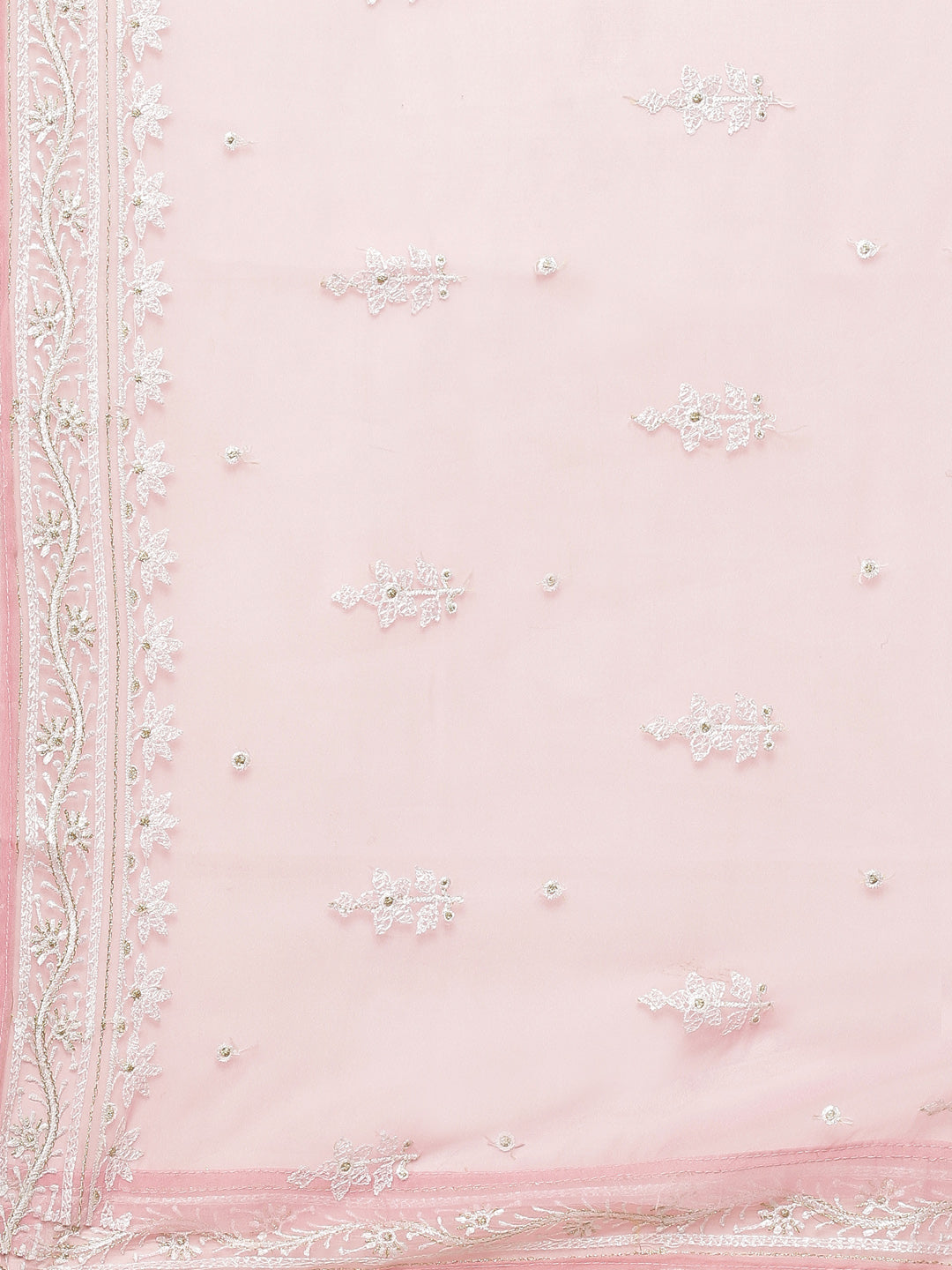 Resham Booti Organza Kurta With Pant &amp; Dupatta