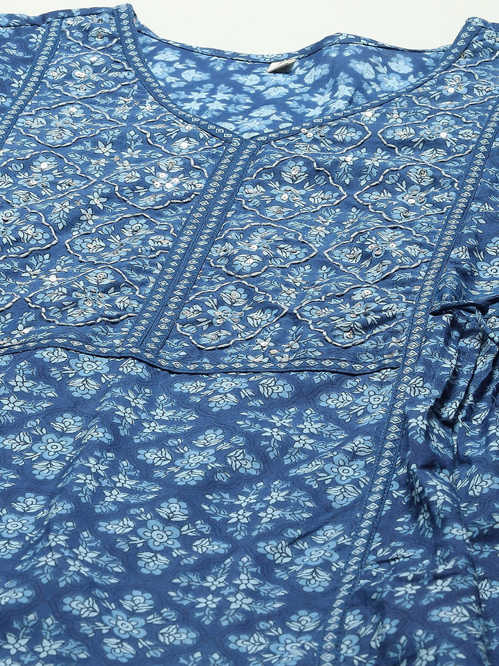 Printed Cotton Kurta With Pants &amp; Dupatta