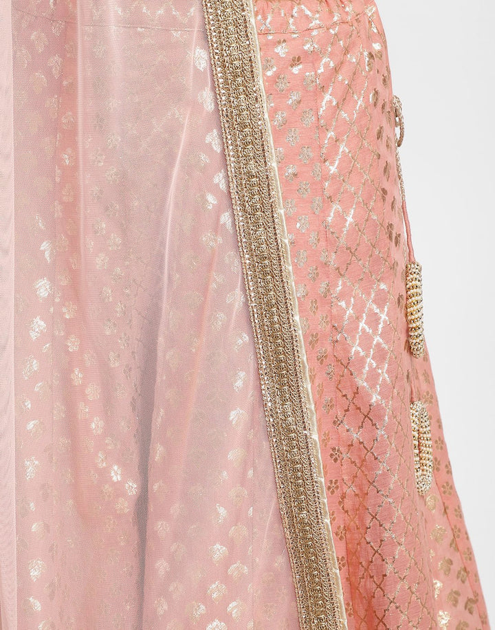 MBZ Meena Bazaar-Pink Cotton Chanderi Laacha