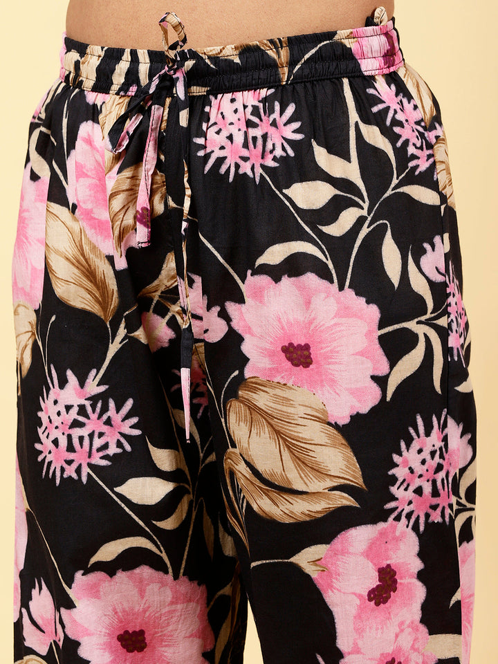 Floral Printed Cotton Kurta With Pants