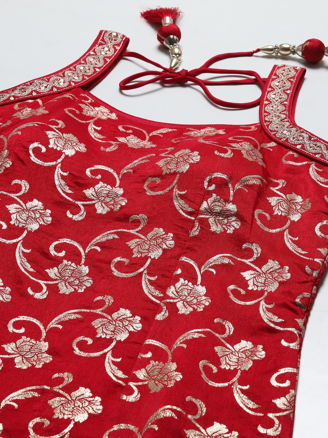 Floral Woven Georgette Kurta With Sharara &amp; Dupatta