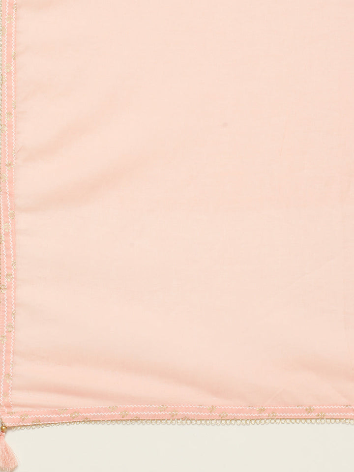 Gota Work Cotton Kurta With Pant &amp; Dupatta