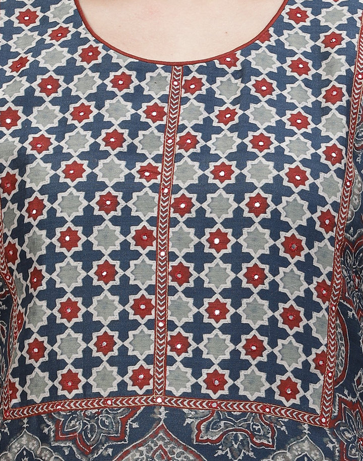 Printed Chanderi Kurti with Pant