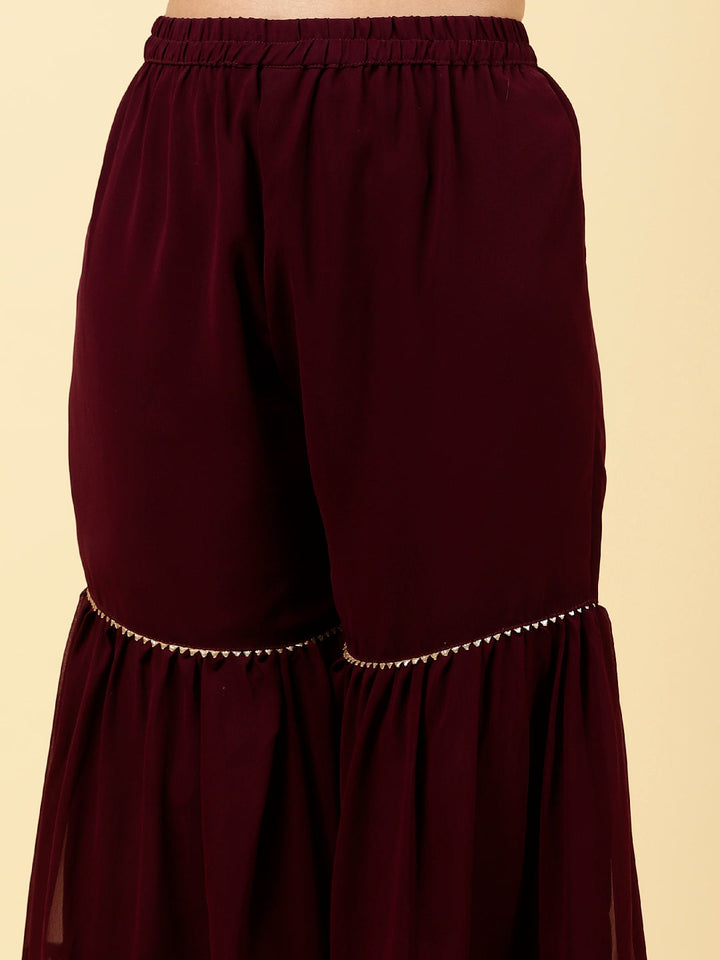 Sequin Embroidered Georgette Kurta With Garara &amp; Dupatta