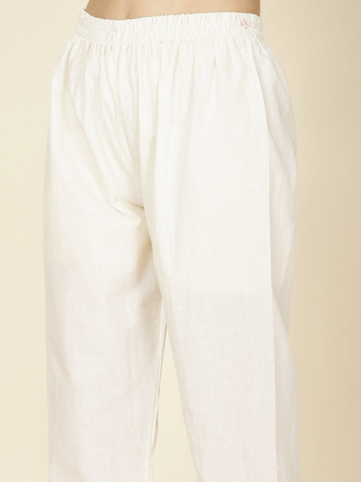 Thread Embroidery Cotton Kurta With Pants
