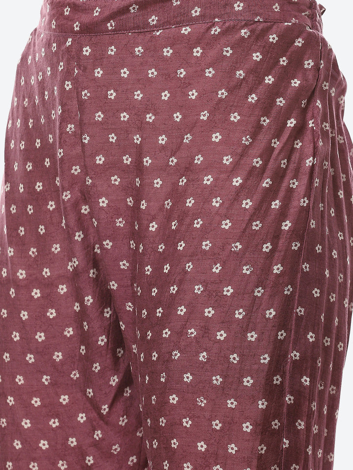 Floral Printed Muslin Kurti With Pant &amp; Jacket