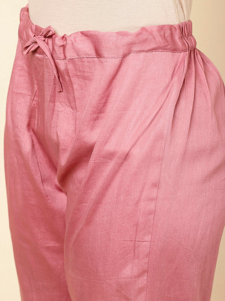 Embroidered Chanderi Kurta With Pants &amp; Dupatta