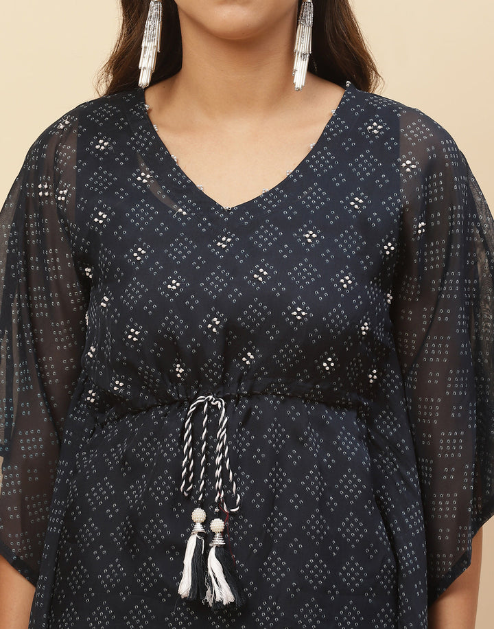 Printed Organza Kaftan Kurti With Pant