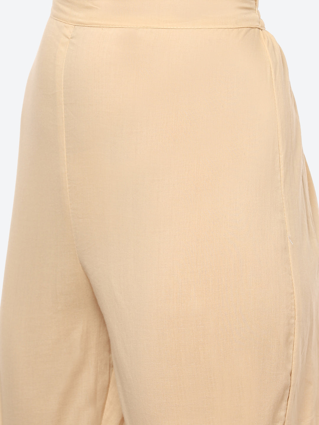 Zari Neck Embroidered Cotton Kurta With Palazzo