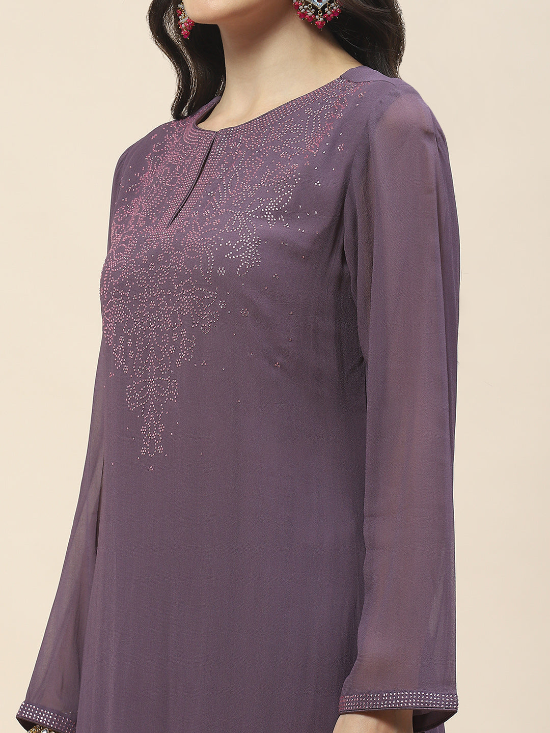 Georgette Suit Set With Net Dupatta