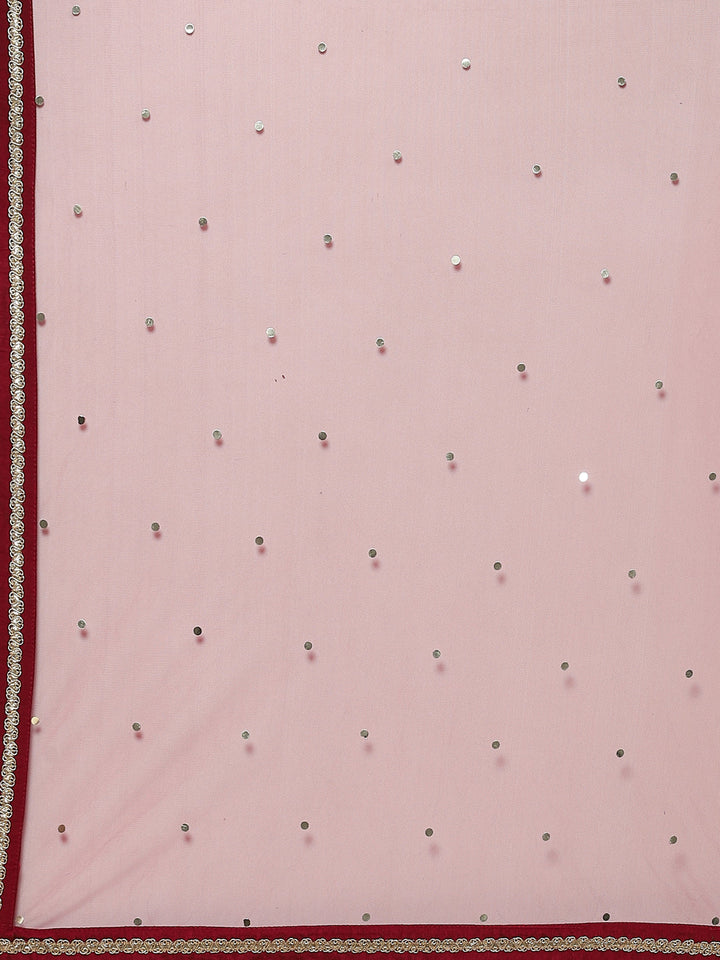 Sequin Embroidered Georgette Peplum Choli With Lehenga &amp; Dupatta