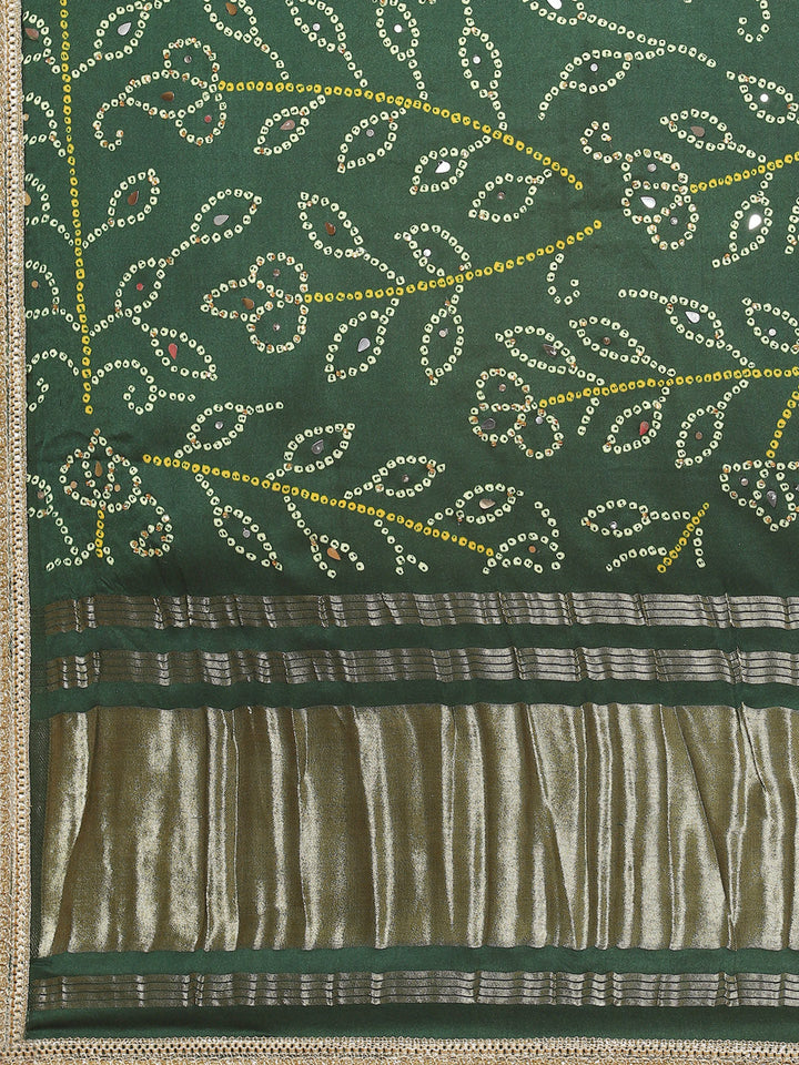 Zari Booti Neck Zari Embroidered Handloom Kurta With Palazzo &amp; Dupatta