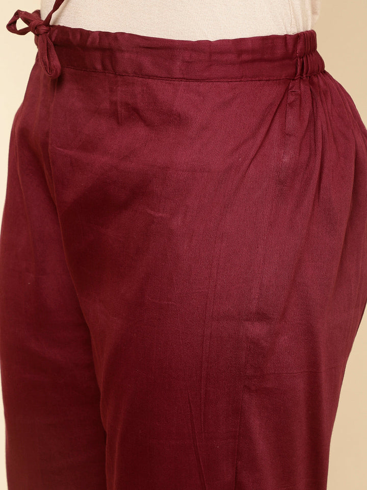 Embroidered Cotton Kurta With Pants &amp; Dupatta