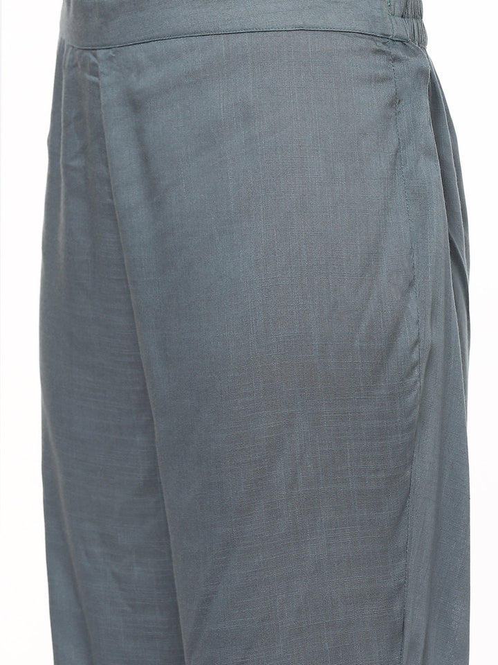 Resham Neck Embroidered Cotton Kurta With Pant