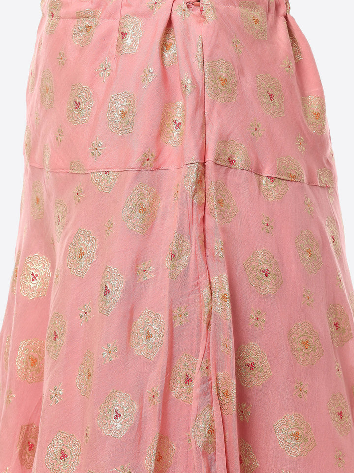 Neck Patti Chanderi Kurta With Skirt