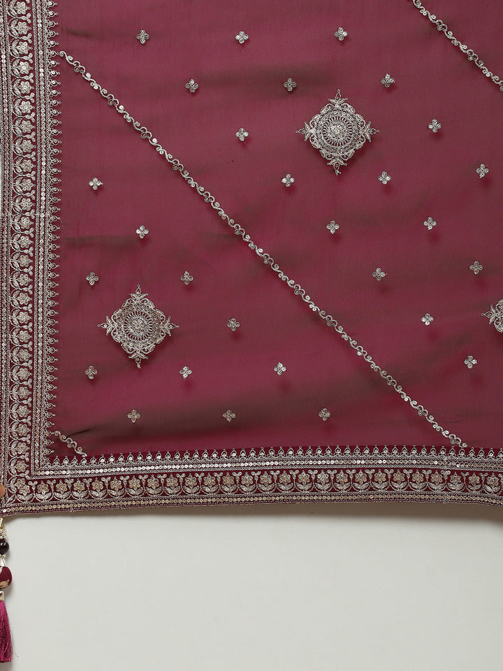 Resham Zari Embroidered Handloom Kurta With Palazzo &amp; Dupatta