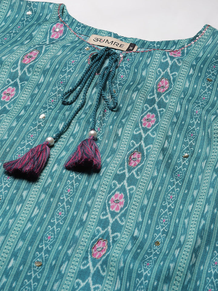 Printed Muslin Kurti With Pants