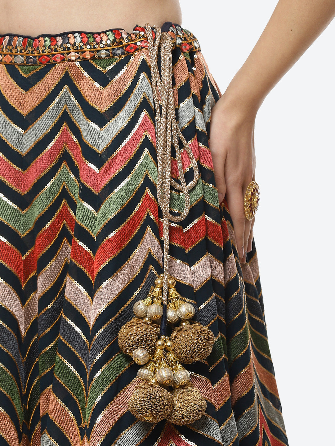 Embroidered Georgette Lehenga With Choli And Dupatta