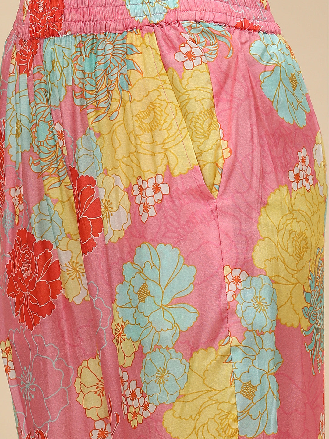 Floral Printed Muslin Kurta With Pants