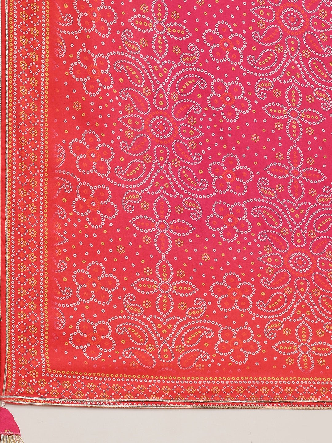 Bandhani Printed Muslin Kurta With Sharara &amp; Dupatta