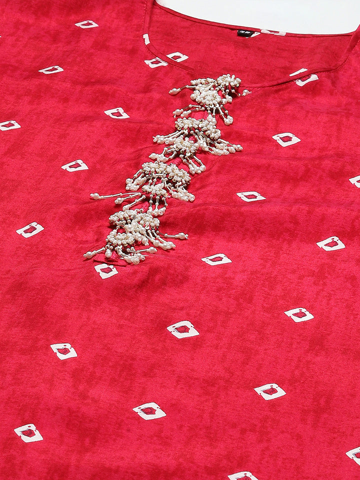 Printed With Yoke Embroidered Muslin Kurta
