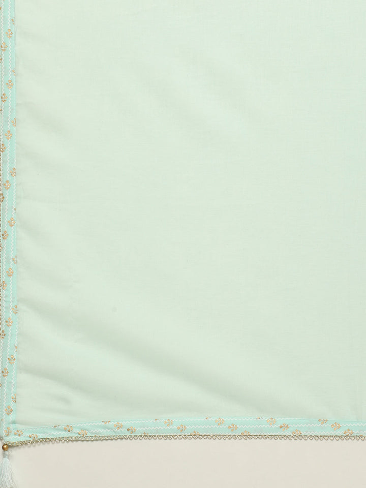 Gota Work Cotton Kurta With Pant &amp; Dupatta