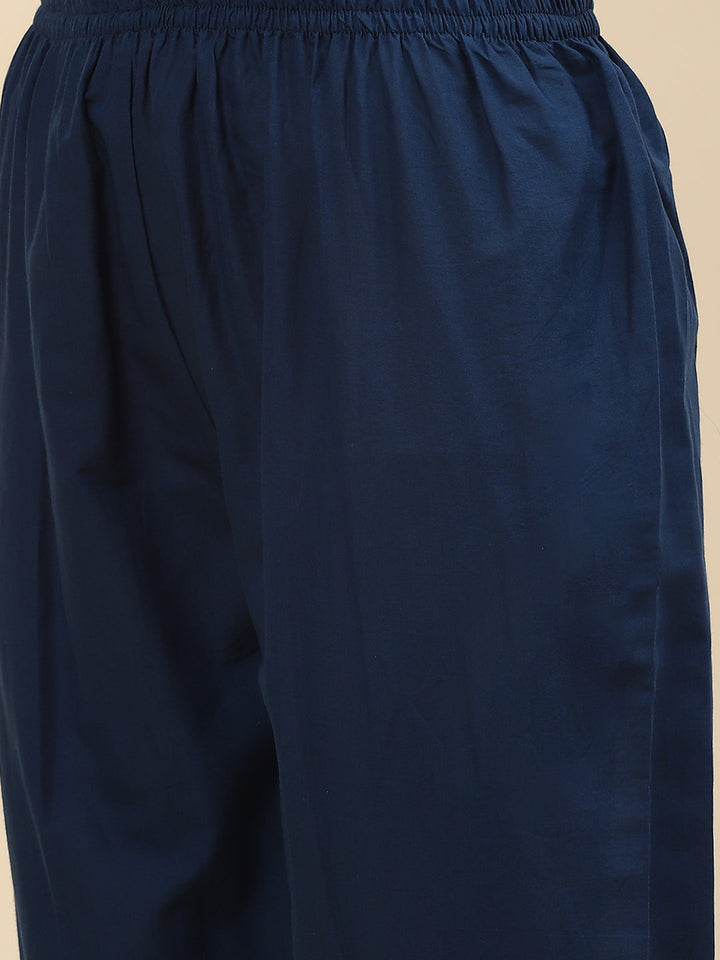 Mirror Embroidered &amp; Printed Chanderi Kurta With Pants