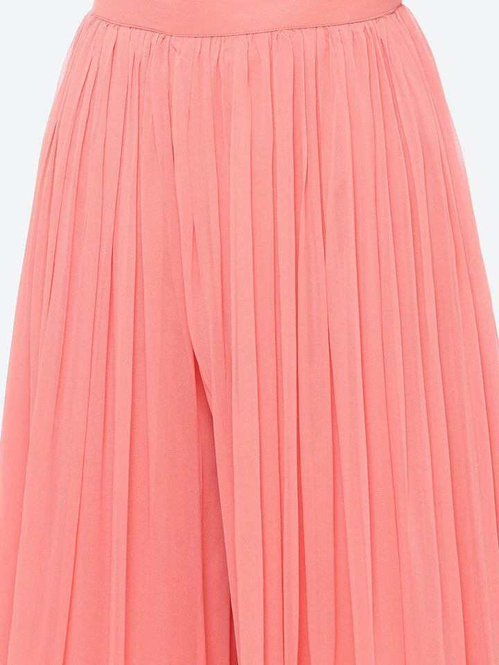 Zari Embroidered Georgette Crop Top With Palazzo &amp; Jacket