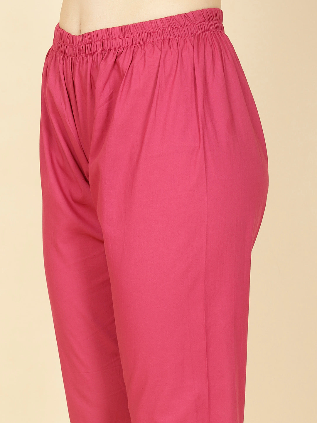 Neck Gota Patti &amp; Printed Chanderi Kurta With Pants &amp; Dupatta