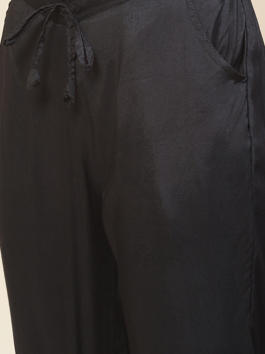 Neck Embroidered &amp; Printed Muslin Kurta With Pants