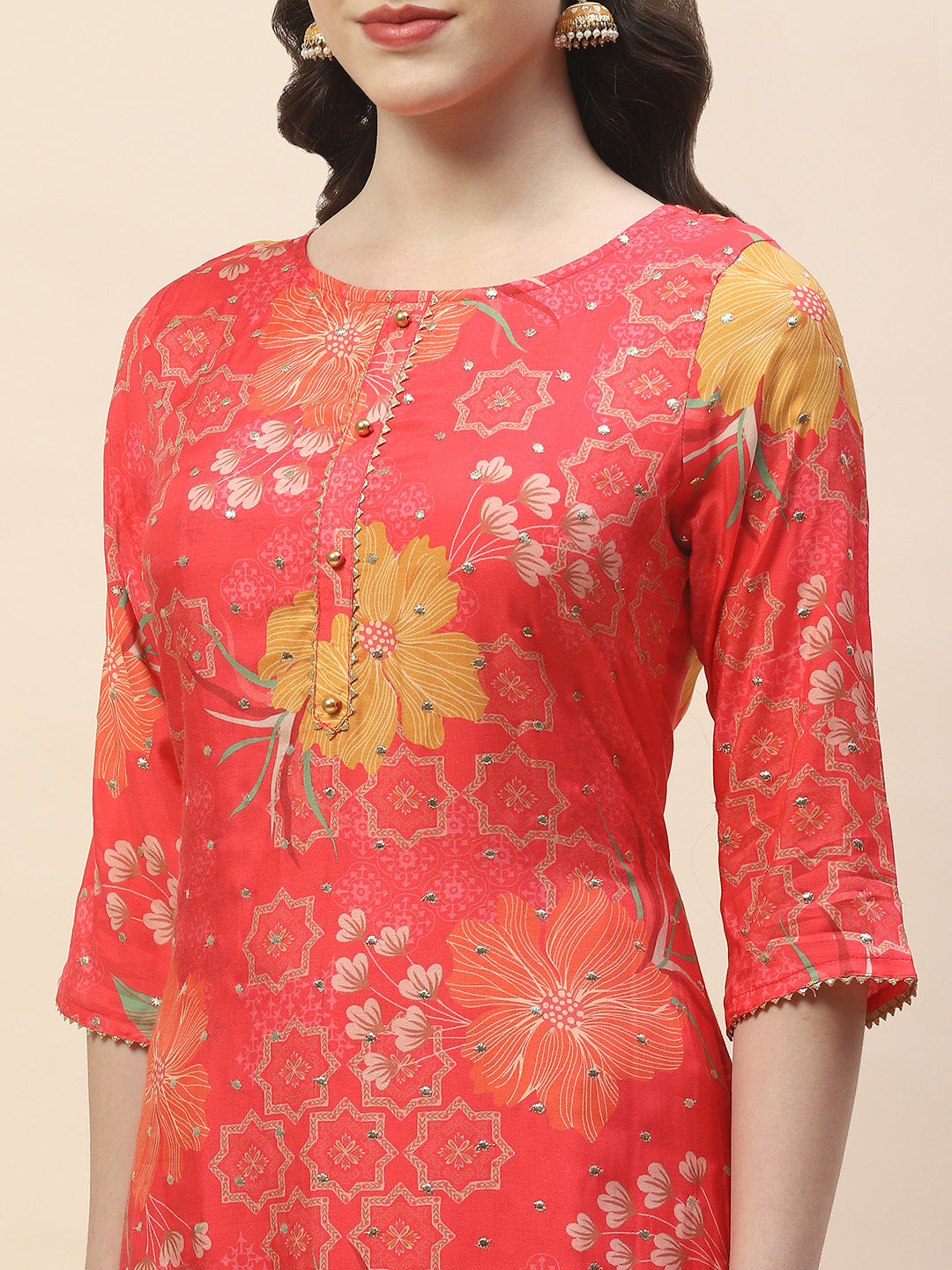 Printed Cotton Kurta With Pants