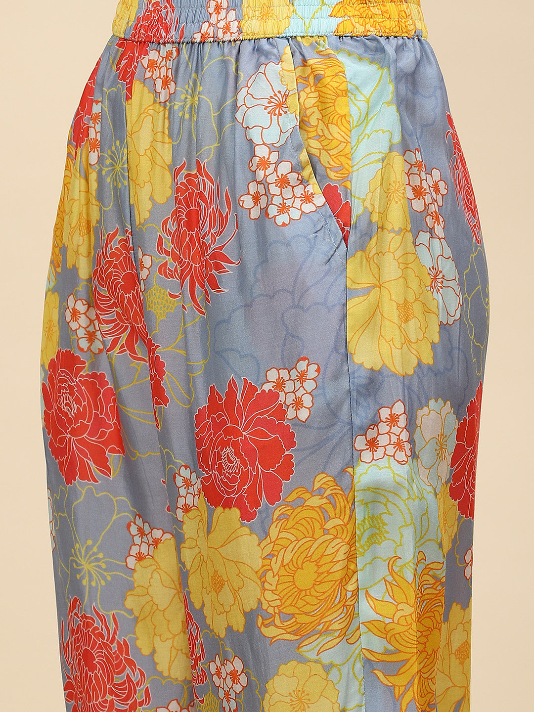 Floral Printed Muslin Kurta With Pants