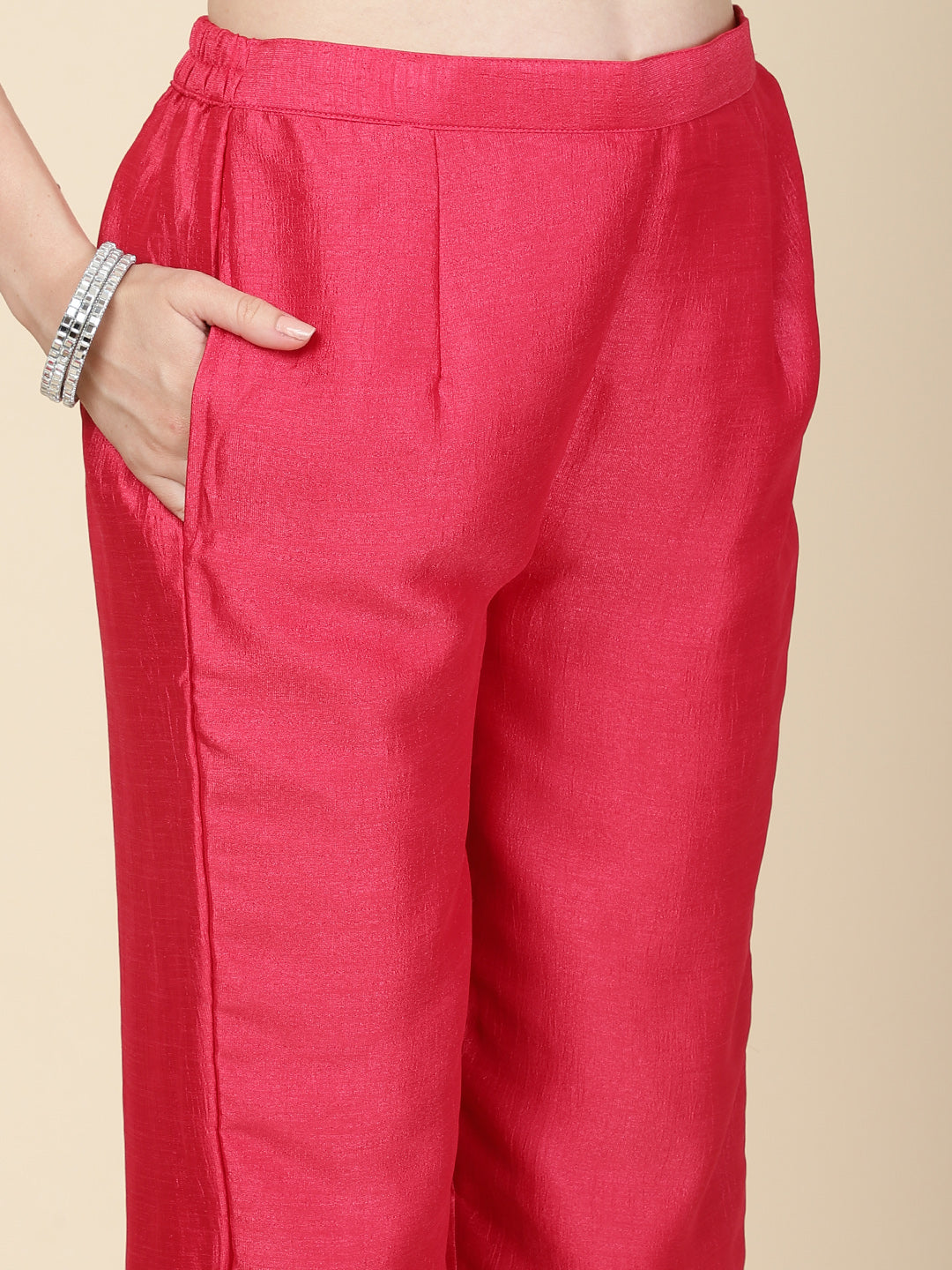 Sequin Work Handloom Kurta With Pants &amp; Dupatta