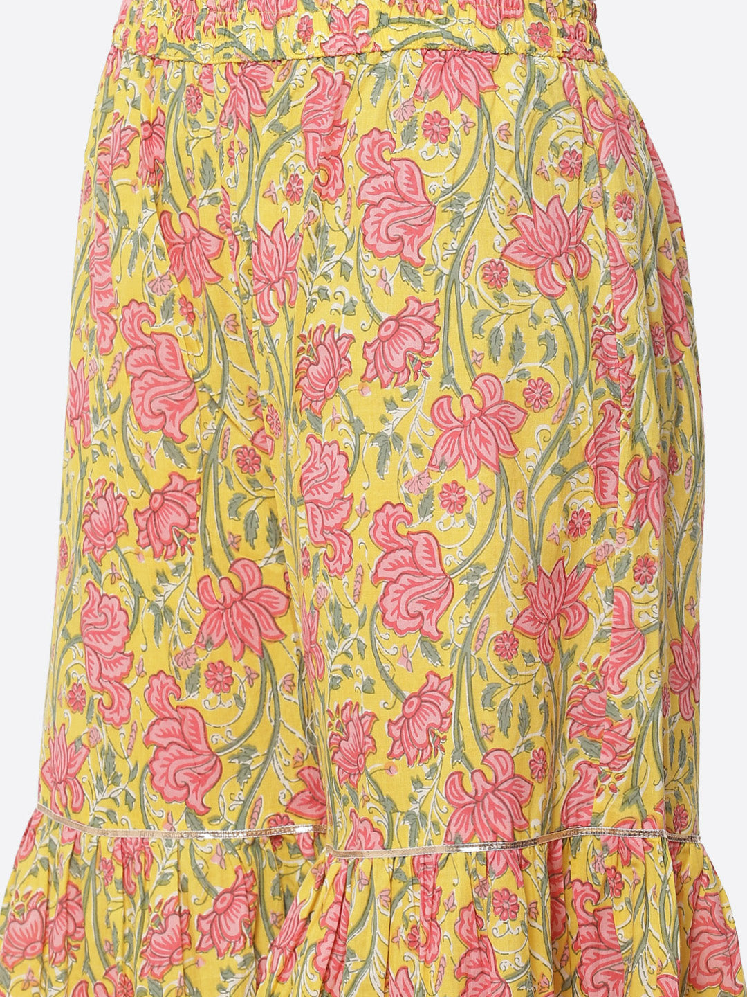 Leheriya Printed Gota Work Cotton Kurti With Sharara