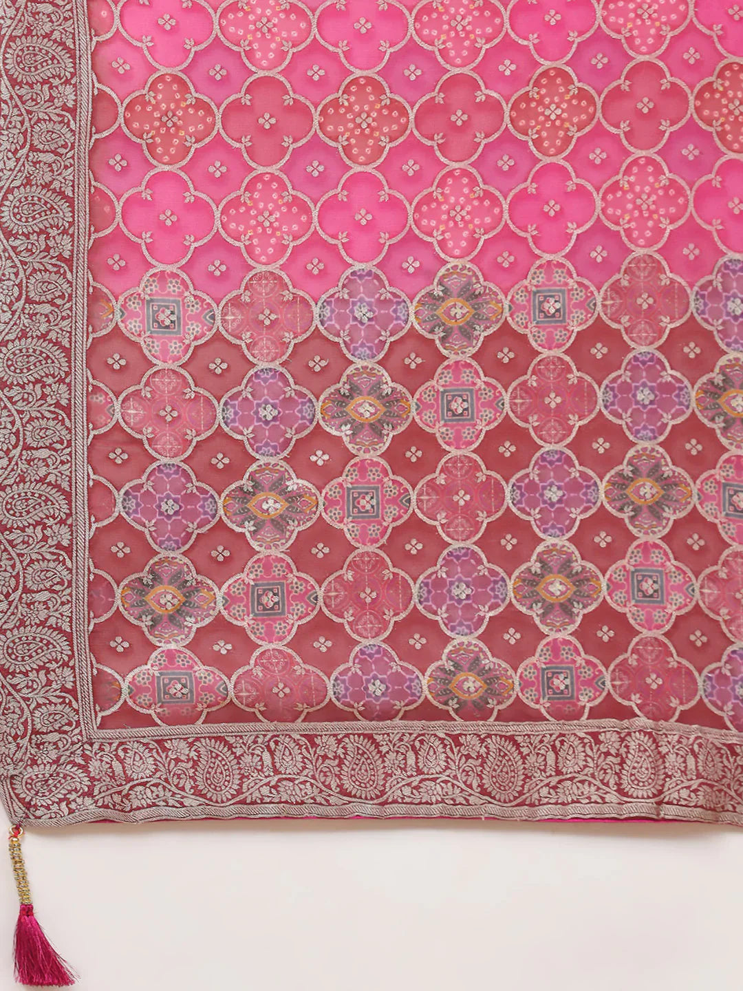 Sequin Embroidered Georgette Kurta With Churidar &amp; Dupatta