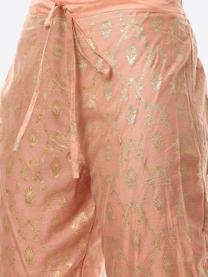Embroidered Neck Chanderi Kurta With Palazzo