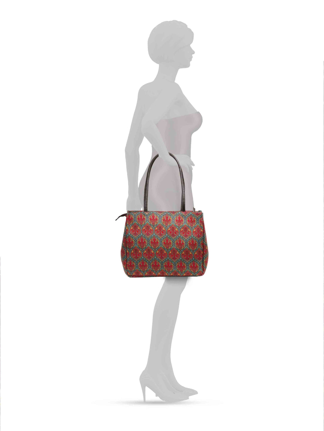 Multicolor Printed Cotton Handbag With Pouch