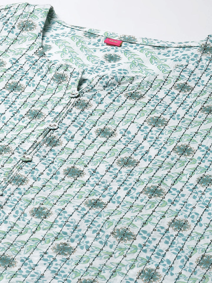 Printed Cotton Kurta With Pants
