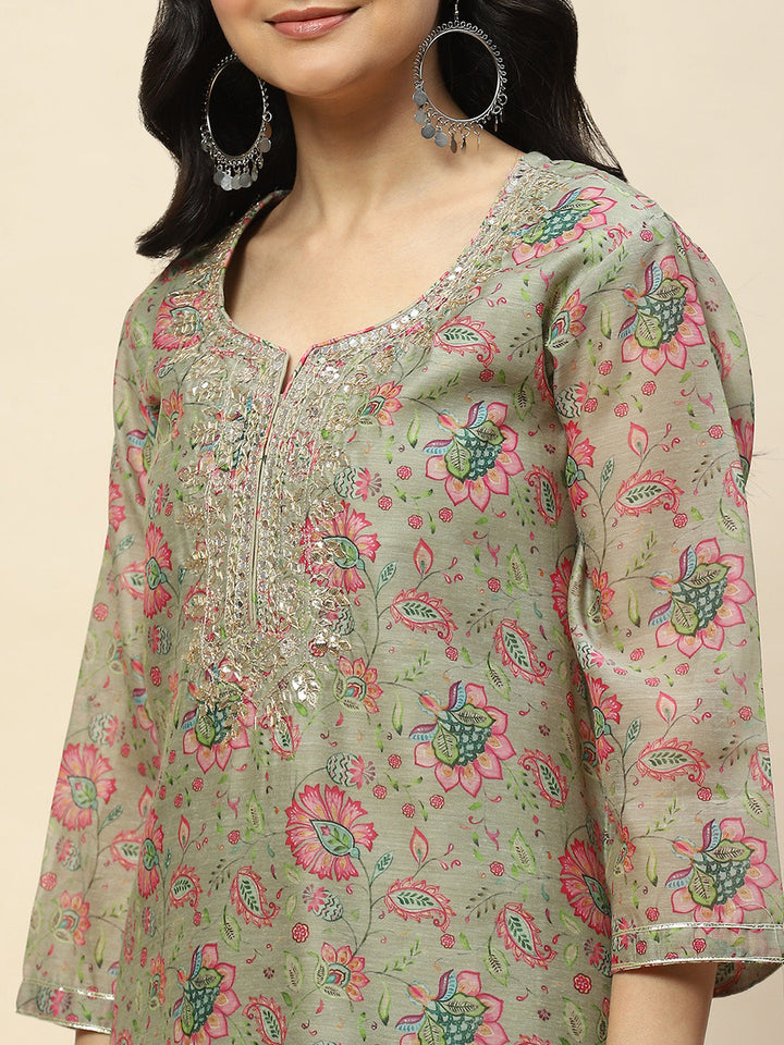 Gota Work Chanderi Kurta With Pants