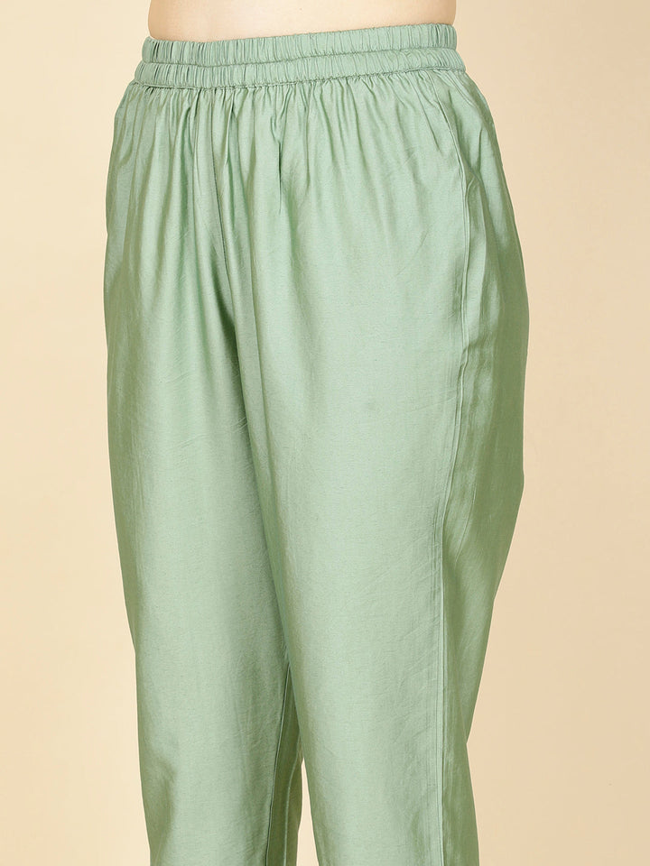 Floral Printed &amp; Woven Organza Kurta With Pants &amp; Dupatta