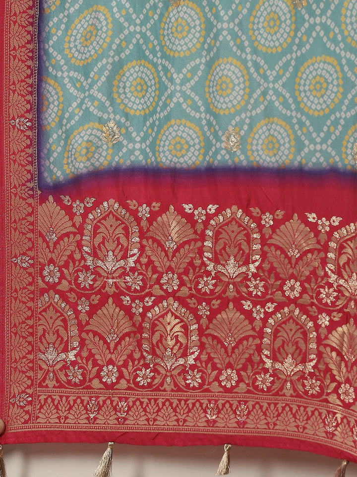 Zari Booti Cotton Kurta With Pants &amp; Dupatta
