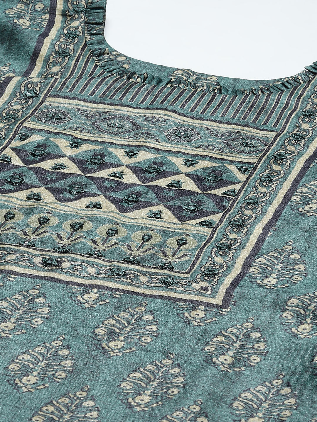 Printed Tussar Kurta with Pants &amp; Dupatta
